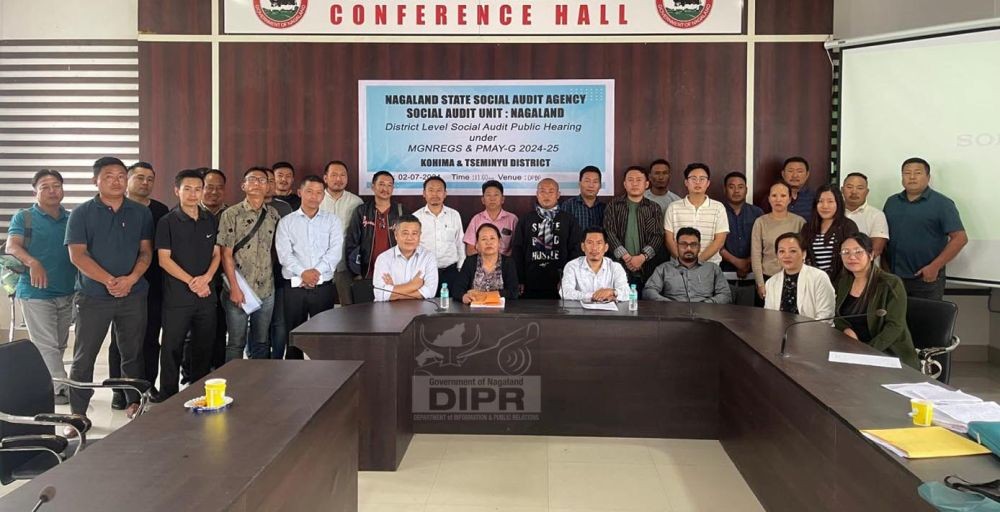 1st phase Social Audit District level Public Hearing under MGNREGA and PMAY-G for Kohima and Tseminyu District of Chiephobozou and Chunlikha Blocks was held on July 2 at DPDB Conference hall, Kohima. (DIPR Photo)